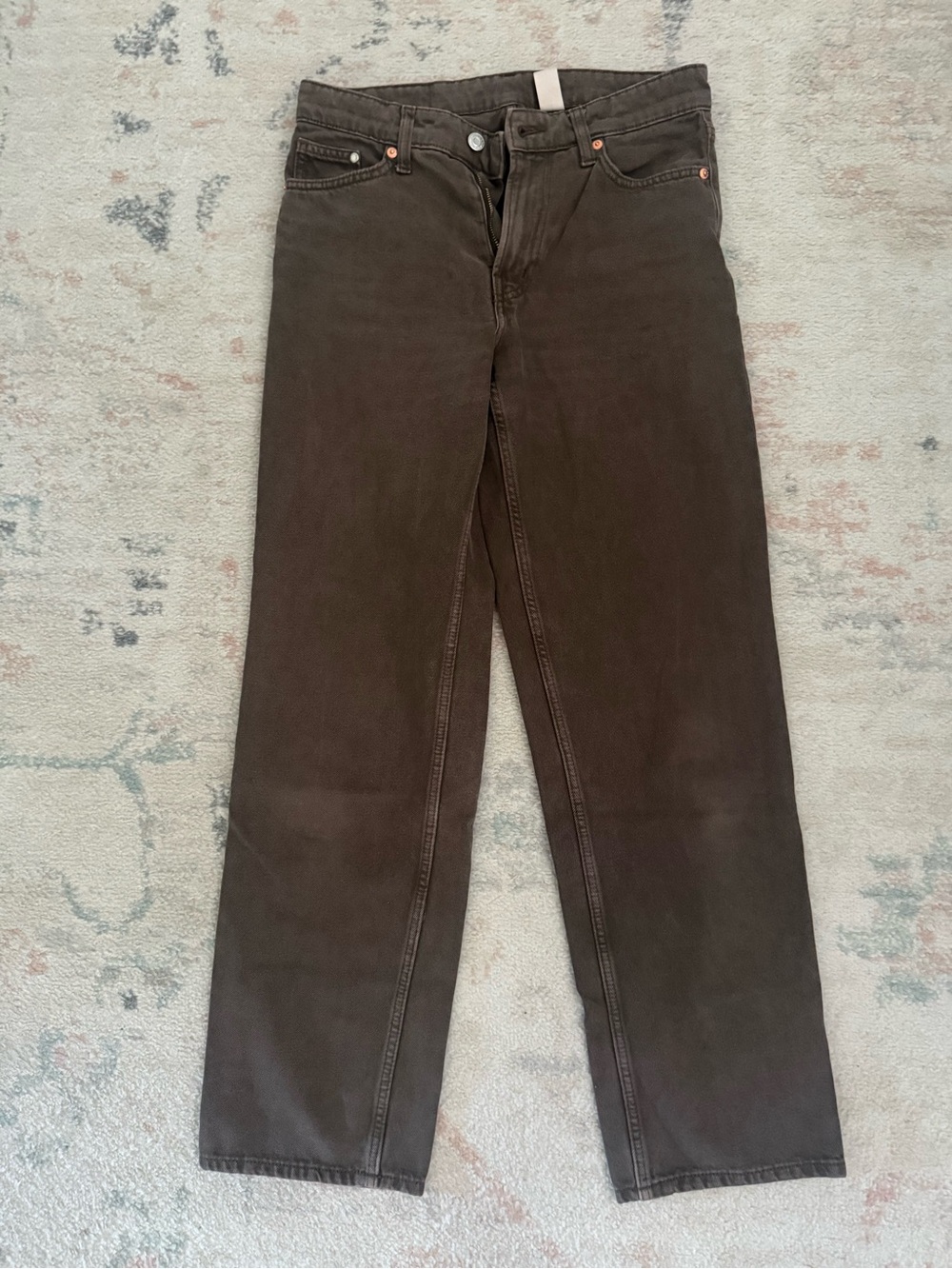 H&M Straight Leg Jeans in Dark Brown